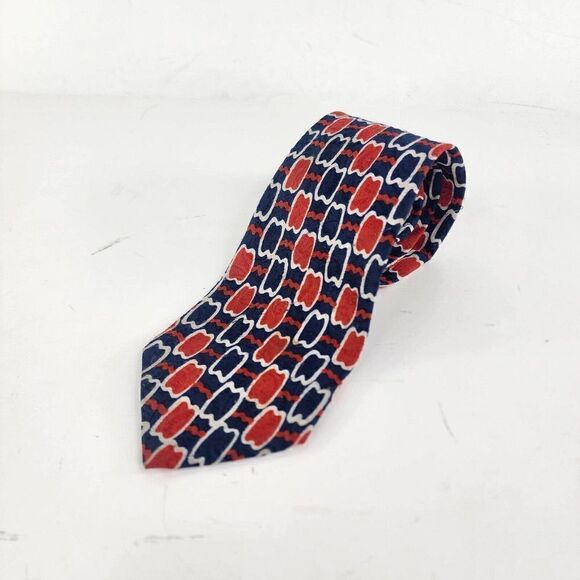 VTG Christian Dior Red Blue Tie Necktie - Picture 2 of 8